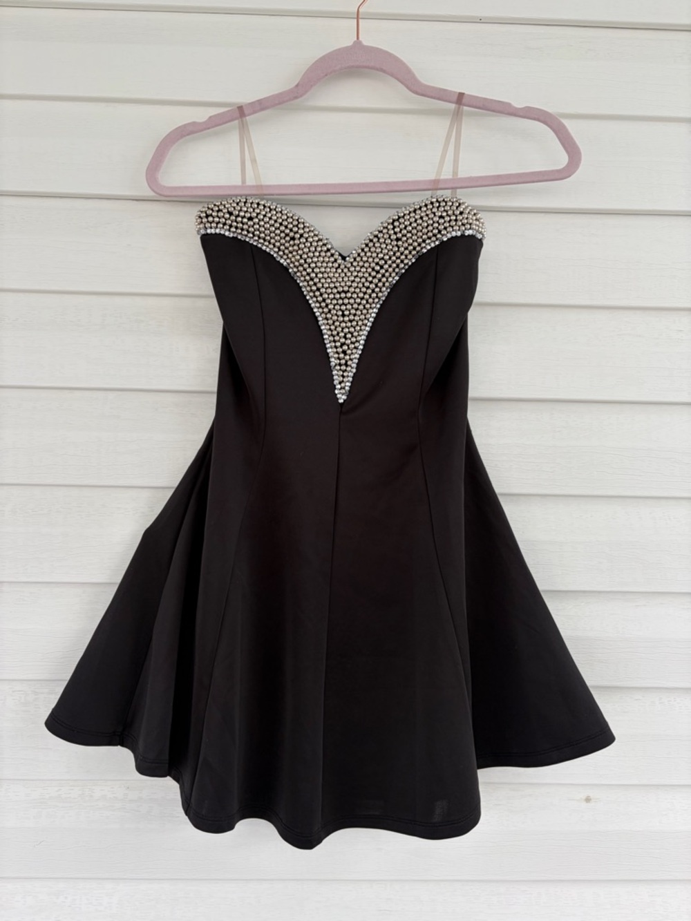 Wet Seal Black Strapless Dress Silver Embellished Y2K Party Mini Dress